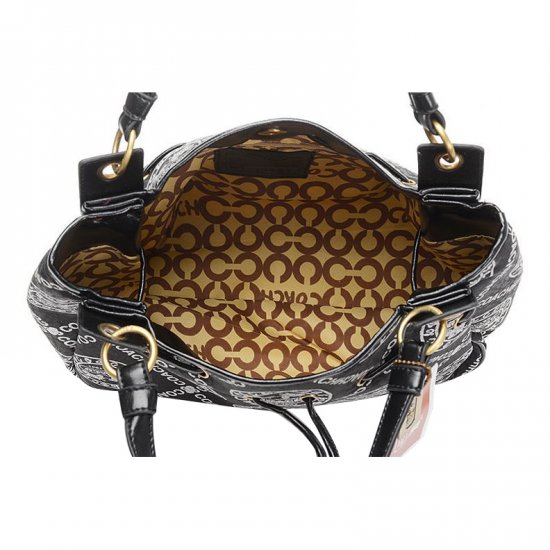 Coach Hamptons Fashion Logo Large Black Totes EHB